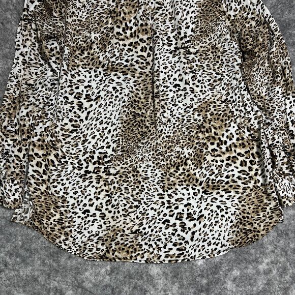 Dalia Collection Animal Print Tunic Shirt Women's XL Brown Blouse 100% Rayon - Picture 14 of 16